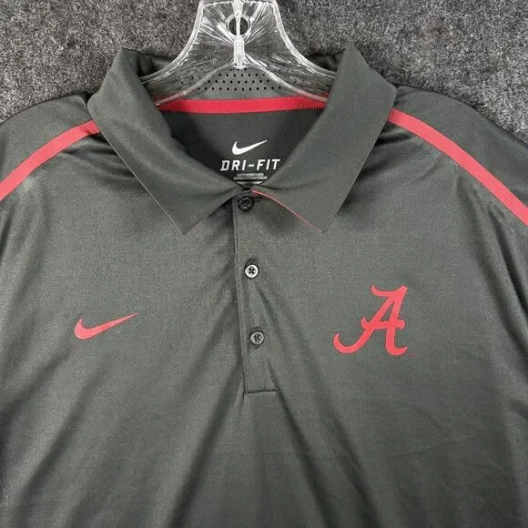 Nike Alabama Crimson Tide Polo Shirt Men’s Extra Large Gray Dri-Fit Team Issued - Picture 2 of 10